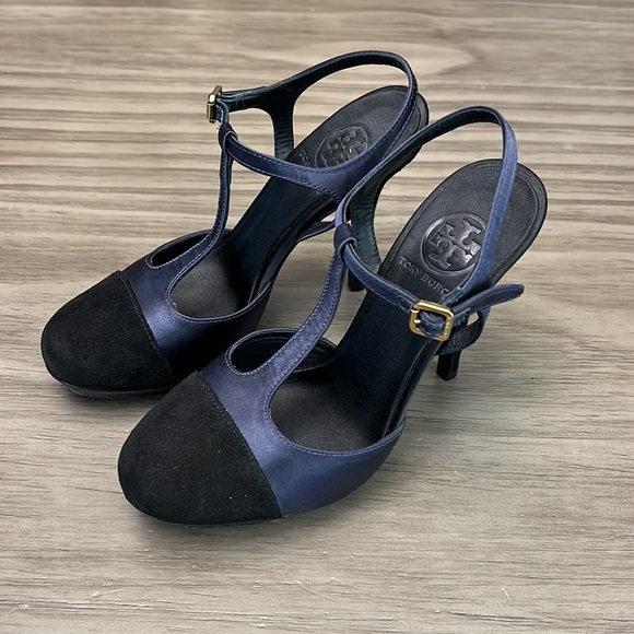 TORY BURCH ROUND TOE MANDY T-STRAP HIGH HEELS SIZE 7 - Picture 1 of 16